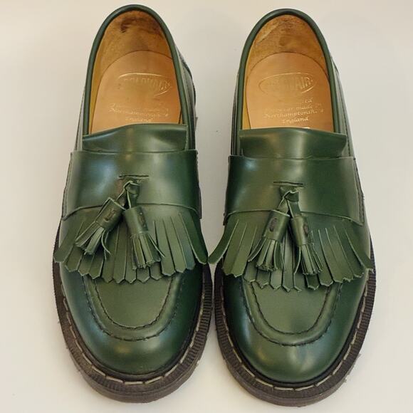 Solovair Shoes - Solovair Green Hi-Shine Tassel Loafers Made in England US 6.5 UK 4 MIE New $200
